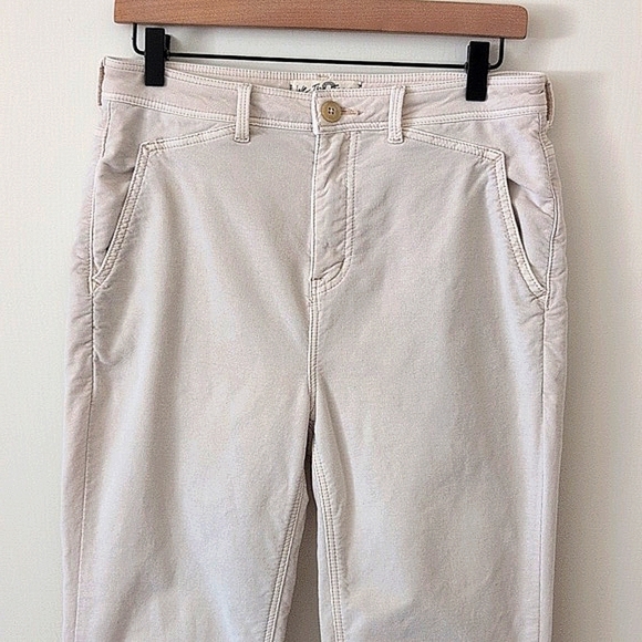 We The Free Women 8 Fine Line Straight Cropped Corduroy Pants Cream Boho Western - Picture 3 of 8